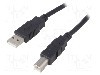 Cablu USB A mufa, USB B mufa, USB 2.0, lungime 5m, negru, BQ CABLE - CAB-USBAB/5-BK