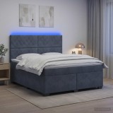 Cumpara ieftin Pat boxspring cu saltea Gri inchis 160 x 200 cm Catifea