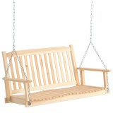 Outsunny Leagăn de Grădină pentru 2 Persoane Cușcă de Leagăn Masiv Patio Terasă Curte Lemn Natural 117 x 69 x 60 cm | Aosom Romania