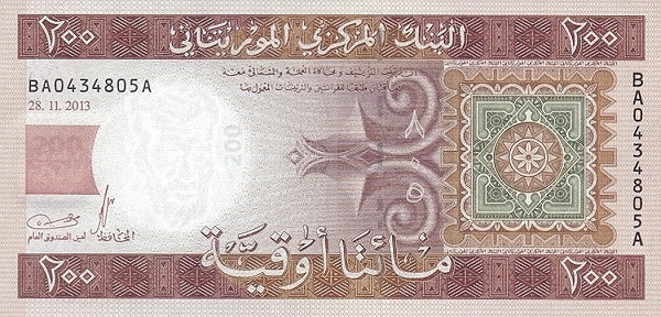 Mauritania 200 Ouguiya 28.11.2013 - P-17 UNC !!!