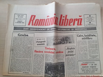 romania libera 6 ianuarie 1990-articol si foto cartierul uranus,art. timisoara foto