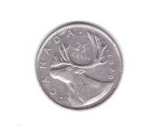 Moneda Canada 25 cents/centi 1979, stare buna, curata