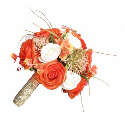 Buchet de Flori EVENTISSIMI - Trandafiri, Portocaliu Alb foto