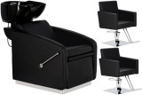 Set scafa coafor profesionala unitate spalare model Atina 2 scaune coafura suport hidraulic pivotant picioare accesorii bol ceramic