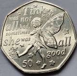 50 pence 2020 Isle of Man/ Insula Man, Tinkerbell, Peter Pan II, km#1669, aunc, Europa