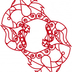 Sticker decorativ, Mandala, Pesti, Rosu, 68 cm, 7485ST-4