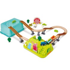 Set de joaca din lemn Hape - Trenuletul de la ferma (40 piese)