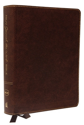 NKJV, Journal the Word Bible, Large Print, Bonded Leather, Brown, Red Letter Edition: Reflect, Journal, or Create Art Next to Your Favorite Verses foto