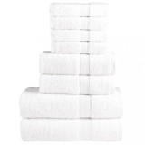 VidaXL Set de prosoape premium SOLUND, 8 piese, alb, 600 g/m&sup2;