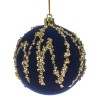 Glob Crăciun Velvet Albastru, 9cm, Paiete Aurii, Oem