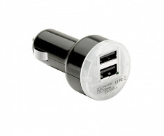 Incarcator auto Sumex pentru USB de la priza auto 12V DC cu 2 iesirii de 1A si 2.1A pt. diverse aplicatii Negru foto