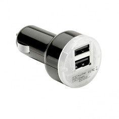 Incarcator auto Sumex pentru USB de la priza auto 12V DC cu 2 iesirii de 1A si 2.1A pt. diverse aplicatii Negru Kft Auto