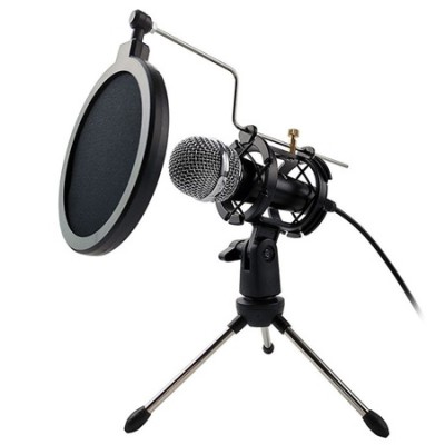 Kit Podcast / Streaming Microfon Platinet, Wired, -30 dB, 50 - 16 kHz, impedanta 2200, omnidirectional, USB, Windows, iOS, accesorii incluse, Black foto
