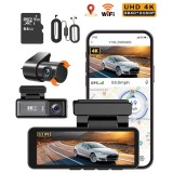 Camera auto DVR M6 QOVU&reg;, Camera de bord dubla 4K Fata 2K Spate, Card 64GB si kit parcare inclus, Ecran 3.2&quot;, GPS &amp; WiFi, Aplicatie dedicata, Camp viz