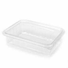 Caserole Capac Atasat, 185x125x55 mm, 100 Buc/Set, 750 ml, Plastic Transparent, Caserole de Unica Folosinta, Caserole cu Capac din Plastic, Caserole d