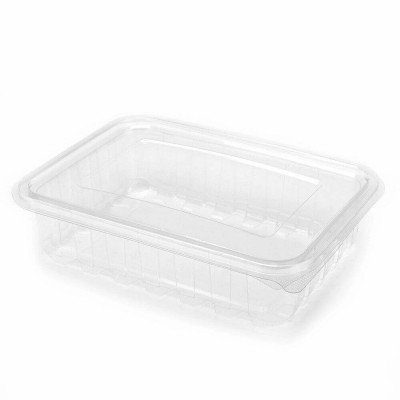 Caserole Plastic cu Capac, 185x125x55 mm, 50 Buc/Set, 750 ml, cu Capac Detasabil, Transparent, Caserole de Unica Folosinta, Caserole cu Capac din Plas foto