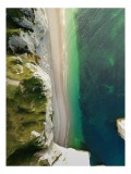 Tablou Canvas, "Riviera dintre st&acirc;nci și mare", Verde, Albastru, Ocean, St&acirc;nci, Plajă, Vedere, Aeriană, Apă, Nisip, Natură, 26 x 39 cm, CMCLASS