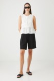 Medicine pantaloni scurți culoarea negru, uni, high waist