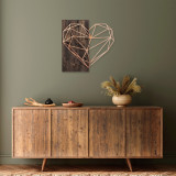 Decoratiune de perete, Heart, 50% lemn/50% metal, Dimensiune: 58 x 58 cm, Nuc / Cupru, Skyler