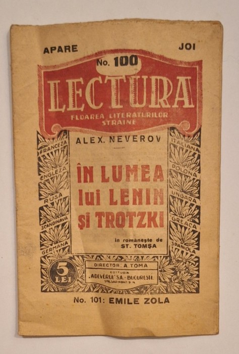 LECTURA nr.100 &ndash; Lenin &amp; Troțki &ndash; Adevărul S.A., interbelic &ndash; rar