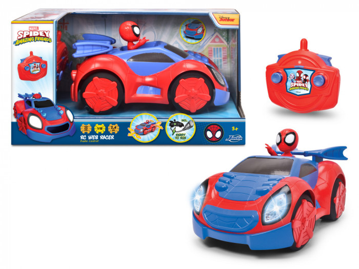 SPIDEY PRIETENII EXTRAORDINARI MASINUTA CU TELECOMANDA WEB RACER SCARA 1:18 SuperHeroes ToysZone