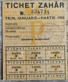 Tichet zahar ianuarie-martie 1955