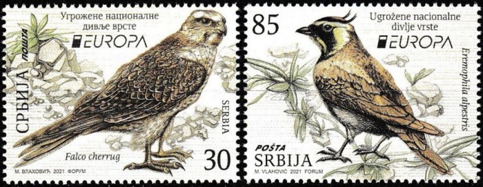 SERBIA 2021 EUROPA CEPT FAUNA SPECII PROTEJATE PASARI