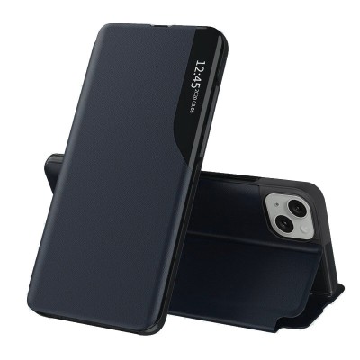 Husa iPhone 15 Plus Eco Leather View flip tip carte, albastru foto