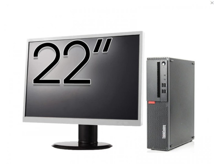 Pachet Calculator Refurbished LENOVO ThinkCentre M910s SFF, Intel Core i5-6500 3.20GHz, 8GB DDR4, 256GB SSD + Monitor 22 Inch + Windows 10 Pro NewTech