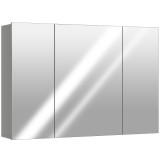 kleankin Dulap de baie suspendat cu 3 uși oglindă și polițe reglabile din MDF Gri dim. 90L x 15l x 60H cm | Aosom Romania