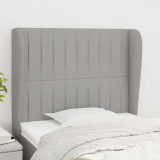 VidaXL Tăblie de pat cu aripioare gri deschis 83x23x118/128 cm textil