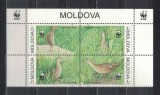 Bloc 4 timbre Moldova 2001 WWF &ndash; Cristel de c&acirc;mp (Crex crex) -A62