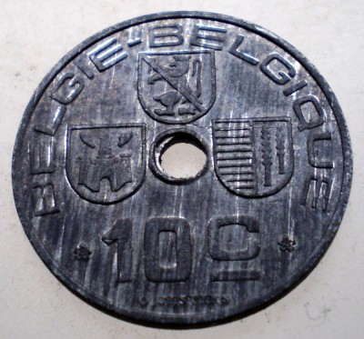 7.766 BELGIA WWII 10 CENTIMES 1944 foto