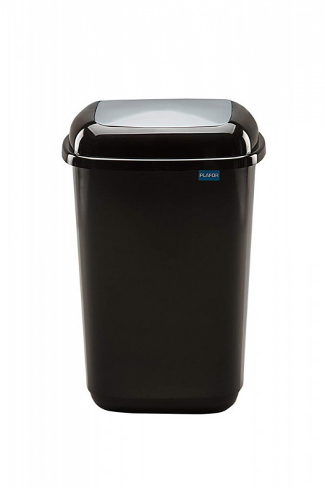 Cos Plastic Reciclare Selectiva, Capacitate 45l, Plafor Quatro - Negru Cu Capac Gri - Altele