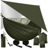 Hamac dublu pentru camping, prelata si plasa tantari, sarcina maxima 250 kg, 260x140 cm