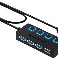 Hub 4 porturi USB 3.0, buton on/off individual