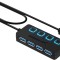 Hub 4 porturi USB 3.0, buton on/off individual