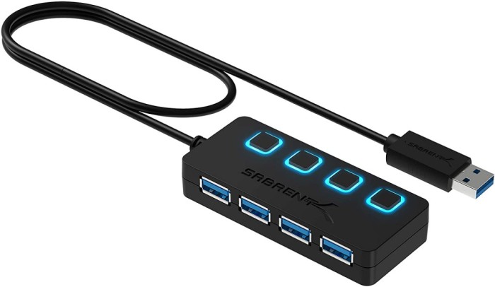 Hub 4 porturi USB 3.0, buton on/off individual