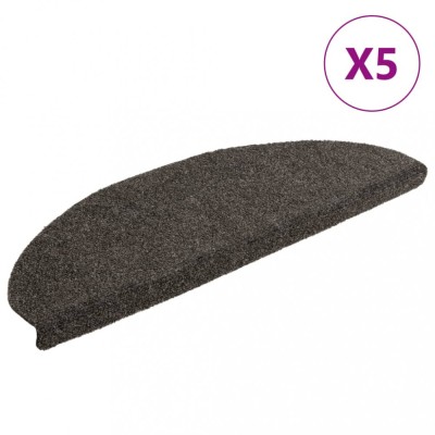 vidaXL Covorașe pentru scări autoadezive, 5 buc., 65x21x4 cm, antracit, semirotunde, mari foto