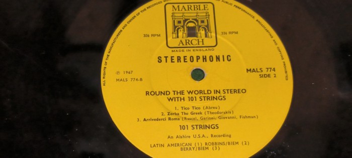 DISC VINIL - LP. AN 1967 ROUND THE WORLD IN STEREO WITH 101 STRINGS