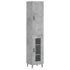 Dulap inalt, gri beton, 34,5x34x180 cm, lemn prelucrat