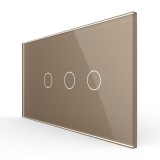 Cumpara ieftin Intrerupator touch Livolo simplu + dublu, rama sticla, auriu, 4M standard italian
