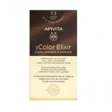 Vopsea Par Permanenta APIVITA My Color Elixir 7.3 Blond Auriu, Acoperire 100% Fire Albe, Ulei Argan + Avocado + Masline, Fara Amoniac
