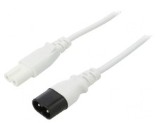 Cablu IEC C7 mamă - IEC C8 tată 5m 2x0,75mm2 alb 2,5A 250V