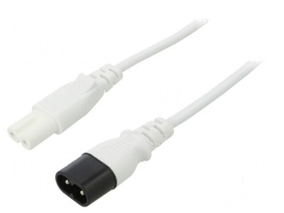 Cablu IEC C7 mamă - IEC C8 tată 5m 2x0,75mm2 alb 2,5A 250V foto