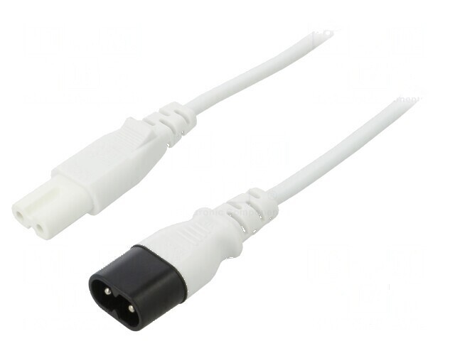 Cablu IEC C7 mamă - IEC C8 tată 5m 2x0,75mm2 alb 2,5A 250V