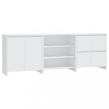 Cumpara ieftin Servanta, alb, 3 piese, lemn prelucrat