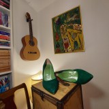 pantofi piele intoarsa - verde smarald