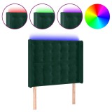 Cumpara ieftin Tablie de pat cu LED, verde inchis, 83x16x118/128 cm, catifea