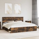 Cumpara ieftin Cadru de pat Stejar fumuriu 200 x 200 cm Lemn de pin masiv